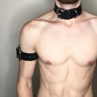 Goth Bdsm Neck Bondage PU Leather Harness Sexy Men Gay Bdsm Belt Erotic Costume Collar Fetish Wear Club Party Sex Accessories