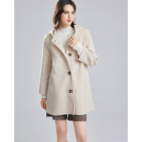【巴黎精品】毛呢外套中長款大衣-羊毛連帽休閒寬鬆女外套4色p1ag60
