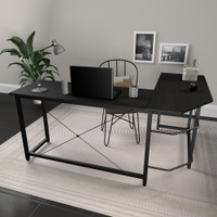 威瑪索 轉角書桌 辦公會議桌 L型電腦桌 工作桌-黑色
