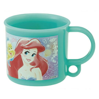 小禮堂 迪士尼 小美人魚 日製 塑膠杯 單耳 兒童水杯 茶杯 漱口杯 200ml (綠 半身)