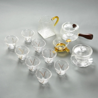 玻璃茶具套裝家用簡約透明功夫日式高檔泡茶壺錘紋壺公道杯側把壺