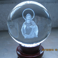 3D內雕水晶球擺件基督教耶酥創意禮品辦公居家裝飾品復活節禮物
