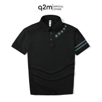 Áo Phông Polo thương hiệu q2m , Màu Đen Cổ Hoạ Tiết mã q2m.063