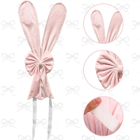 Easter Rabbit Ears Chair Cover Decoration, Cute Pink Easter Bunny Bow Chair Back Sashes, Bunny Chair