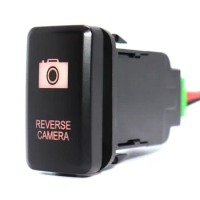 Reverse Camera 12V Push Button Switch 39mm x 21mm Red Led with Wire for Toyota Tacoma Tundra 4Runner FJ Prado Cruiser Hilux