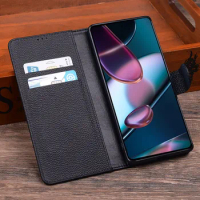 Hot Sales Luxury Genuine Leather Flip Phone Case For Motorola Moto Edge X30 Leather Half Pack Phone Cover Procases Shockproof