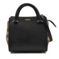 【BURBERRY 巴寶莉】BANWELL 牛皮拼接帆布格紋 手提包 斜背包 兩用包