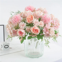 Artificial Flowers Silk Hydrangea Christmas Decorations for Home Garden Party Wedding Bridal Accessories Clearance Fake Peony