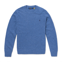 Polo Ralph Lauren RL 熱銷刺繡小馬羊毛針織毛衣-麻花藍色