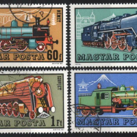 4Pcs/Set Hungary Post Stamps 1972 Old Train Marked Postage Stamps for Collecting