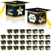 Graduation Party Favors Black Congrats Grad Decorations Graduation Cap Gift Box Cap Candy Box for College High School Party