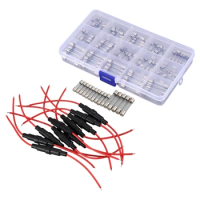 HOT 10Pcs 5X20mm Fuse Holder Inline Screw Type With 18 AWG Wire + 150Pcs Quick Blow Glass Tube Fuse Assorted Kit Amp
