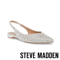 STEVE MADDEN-CARE-RE 鑽面尖頭繞踝平底鞋-銀色