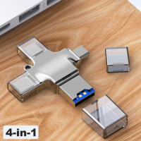 USB C OTG Adapter 4-in-1 USB 3.0 to USB-C Micro USB Type C Lightning Computer Tablet USB Card Reader