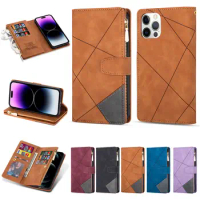 Multifunction Zipper Card Pocket Wallet Phone Case For Samsung Galaxy A34 A54 M14 A24 A13 A04 A03S A53 A14 A22 A32 A23 A72 50PCS