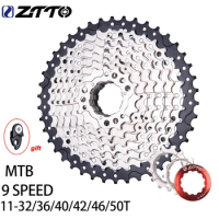 ZTTO MTB Bicycle 9 Speed Cassette 9s 11-32/36/40/42/46/50T Sprocket Mountain Bike Freewheel 9V K7 9 Speed Flywheel HG System