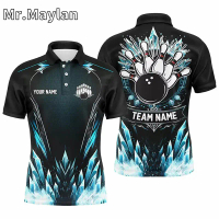 Baju Polo Lelaki Bowling 3D yang Diperibadikan, Baju Bowling Wanita, Baju Bowling Pasukan Jalanan, B