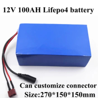 Lifepo4 12v 100ah Lithium Bateria No 120Ah Li Ion BMS 4S 12.6V for 1000w 1200W Inverter UPS EV Golf Cart + 10A Charger