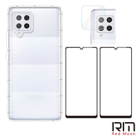 RedMoon 三星 A42 5G 手機殼貼4件組 空壓殼-9H玻璃保貼2入+厚版鏡頭貼