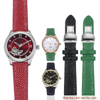 Devil's Fish Pearl Fish Skin Watch Strap Suitable for Longines for FIYTA/EBOHR 718864 718964 718874 Women's Watch Chain Red 16mm