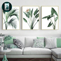 Lukisan kanvas Panel daun 1set isi 3 lukisan modern hiasan dinding ruangan modern minimalis