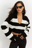 Cool &amp; Sexy Polo Neck Short Knitwear Sweater