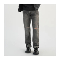 【LEVIS 官方旗艦】男款 501排釦直筒牛仔褲 / 精工黑灰水洗X刀割破壞 熱賣單品 00501-3414