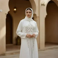 BTZ - Gamis Abaya Wolfis Embos Gamis Terbaru 2025 Kekinian Abaya Mewah Promo Lebaran putih