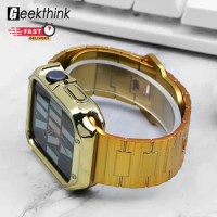 Plating Case +Rubber Strap for Apple Watch Ultra 49mm 45 41 44 42 40 38mm cover Titanium Color for I watch 8 7 6 5 4 3 Se band