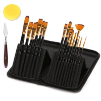24pcs Acrylic Paint Brushes Set Nylon Hair Artist Paintbrushes Professional  Painting Brushes with Canvas Bag for
