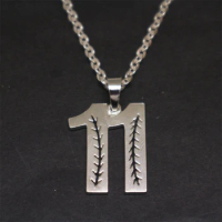 Personalized Baseball Necklace No. 11-Customized Baseball Jewelry, Baseball Coach Gifts, Men, Women, Lovers, Players