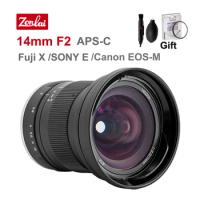 Zonlai 14mm F2 Prime Lens Manual Focus Ultra Wide Angle APS-C Len for Fujifilm Fuji X Sony E Canon EOS-M Mount Camera