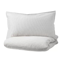 BERGPALM 被套附一個枕頭套, 灰色/條紋, 150x200/50x80 公分