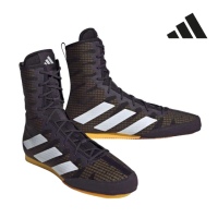 【adidas 愛迪達】BOX HOG 4 拳擊鞋 黑白/黃底(拳擊 泰拳 對打 自由搏擊 沙包練習)