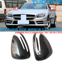 Car Real Carbon Fiber Rearview Side Mirror Cover Cap Trim Sticker For Mercedes-Benz SLK-Class R172 SLK200 SLK250 SLK350 2011-15