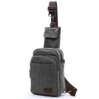 New Canvas Multi-pockets Zipper Sling Bag for Men and Ladies Anti-theft Chest Bag Casual Waterproof Diagonal Bag