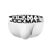 【JOCKMAIL】極簡性感網眼低腰三角褲-白色(男內著.男內褲.BRIEF.透氣網眼)
