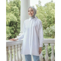 zivik Day to Day Baju Atasan Kemeja Wanita Muslim Basic Tunik Putih Katun Toyobo Premium Nyaman Kerj