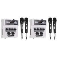 Bluetooth Audio DJ Mixer Home Mixer Outdoor Microphone Amplifier Small Mixer With 2 Microphone White