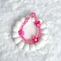 【SatSet.ind】Beads Strap Gantungan Handphone Pink Mickey. (MK) Lanyard Charm HP Pink Merah Muda. Gela