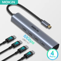 MOKiN USB C Hub 10Gbps USB C Splitter 4 Port USB Hub 3.1 Multiport Adapter for MacBook Pro/Air IPad Surface Pro Dell HP Lenovo