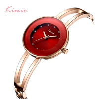 KIMIO Women Big Dial Quartz Watches Ladies Hollow Stainless Steel Chain Bracelet Watch relogio feminino 2018 New Arrival Gift