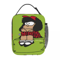 Cute Mafalda Cartoon Thermal Insulated Lunch Bag for School Reusable Food Bag Men Women Thermal Cooler Lunch Boxes