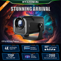 เครื่องฉายภาพขนาดเล็ก HY320mini โฟกัสสั้น มาใหม่ เหมาะสำหรับใช้ในบ้าน ห้องนั่งเล่น และหอพัก สามารถฉา
