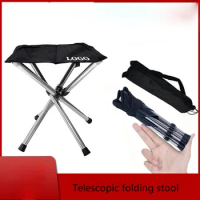 Mazza-Portable Folding Stool Camping Chair, Nature Hike Tourist Stainless Steel Ultralight Adjustable Telescopic Fishing Stool