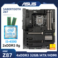 LGA 1150 Motherboard kit Asus SABERTOOTH Z87 with i5-4590 cpu + DDR3 8g*2 ram Intel Z87 32GB USB3.0 PCI-E 3.0 SATA III ATX