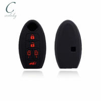Cocolockey car key case for nissan e52 elgrand 5 Buttons smart remote key Protector silicone rubber key case fob
