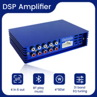 4*90W 31EQ Amp DSP Amplifier Car Audio Processor Automotive Radio Sound Power Equalizer Module Phone Computer Adjusting NO Cable