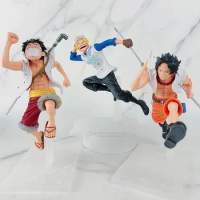 3PCS/Set Bandai One Piece Figure Luffy Running Three Brothers Of Sabo Ace Luffy Anime Model Decorations Children Collection Gift