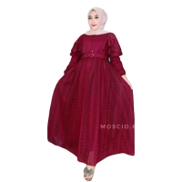 Ready siap kirim maxy brukat malika furing no belt, New colection ootd Dress wanita muslimah Gamis b